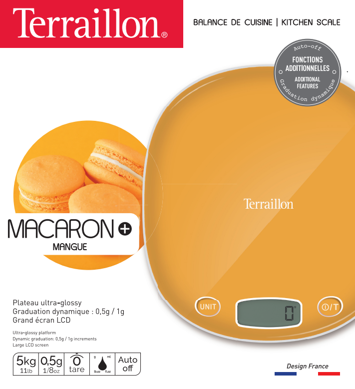 Balance de cuisine électronique Macaron blanche 5 kg - Terraillon